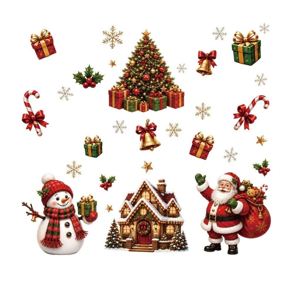 2Pcs/Set Static Cling Christmas Window Stickers Snowflakes Window Decals  Christmas Party Decor