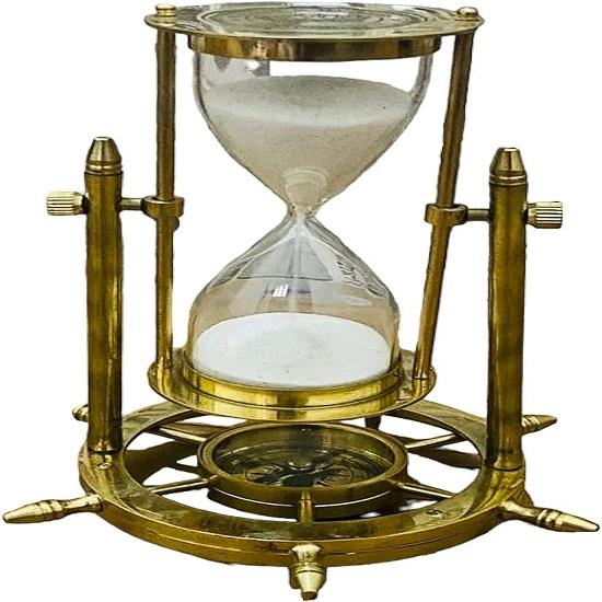 

Песочные часы из латуни и стекла белого цвета для дома и офиса, настольный декор с основанием-компасом, декоративные песочные часы, лучший подарок