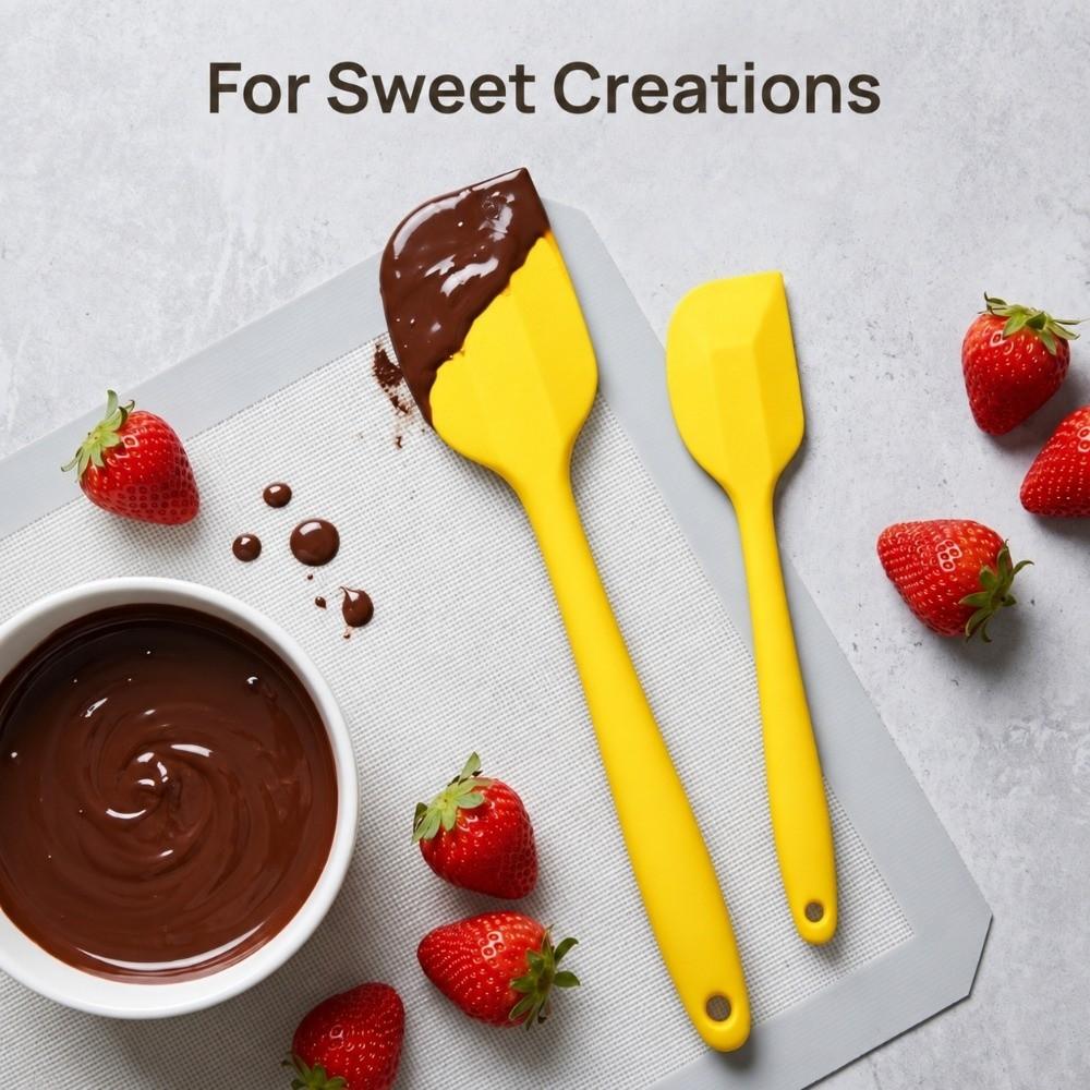 2pcs Long Handle Silicone Spatula Set High Heat-Resistant Baking Spatula Set Cooking Class