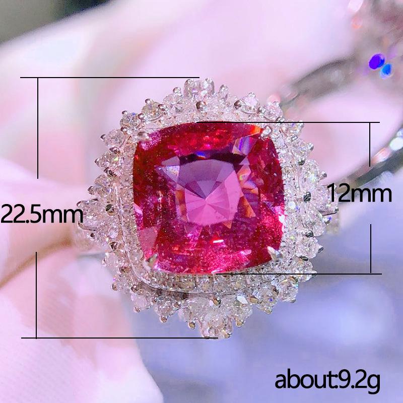 Cao Shi Luxury Simulated Ruby Zircon Ring - European & American Anniversary Gemstone Accessory