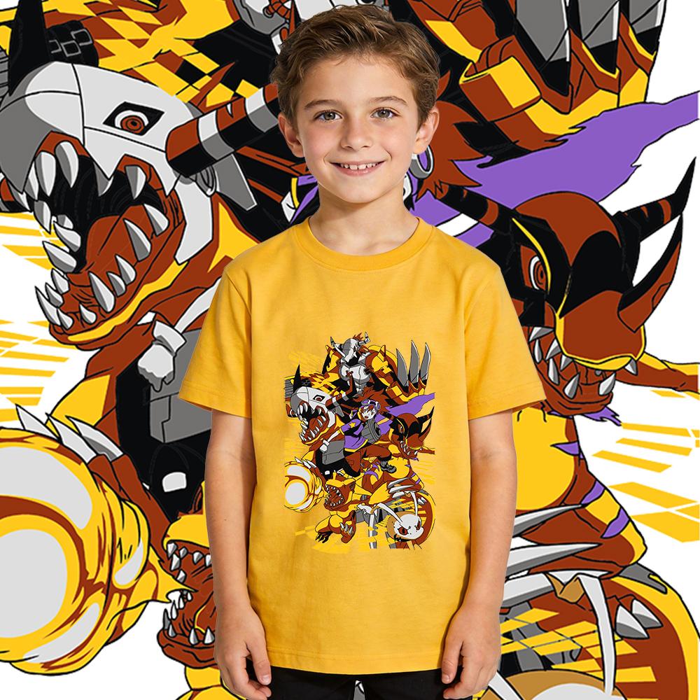Digimon Koromon Evolution Anime Print Soft Cotton Boys Girls Casual T Shirt Kids Summer Short Sleeve Top