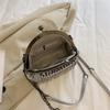 Womens Chain Shoulder Bag PU Leather Handbags Tassels Rivets Crossbody Bag Fashion Messenger Bag Seashells Bag for Daily
