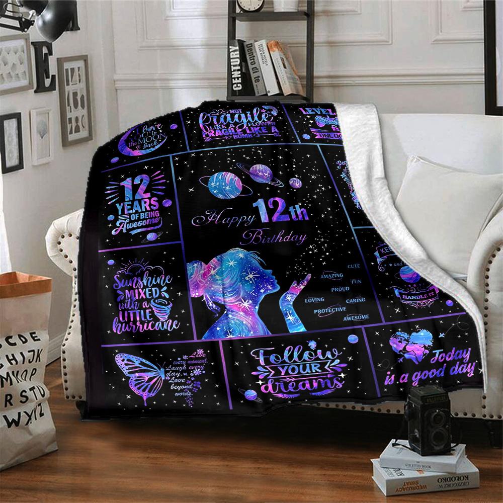 12Th Birthday Celebration Gift Blanket Warmthful Decor Throw Sofa Couch Office Occasions Versatile Accessory Birthday Christmas Gift Blanket Y6