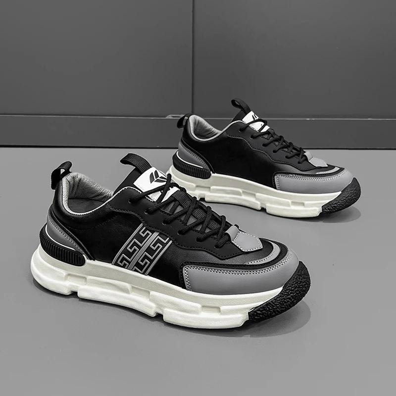 Fashion Designer Loafers Shoes Chunky Sneaker Fashion Casual Microfiber Leather Running Shoes Breathable Color Block Non-slip Shoes