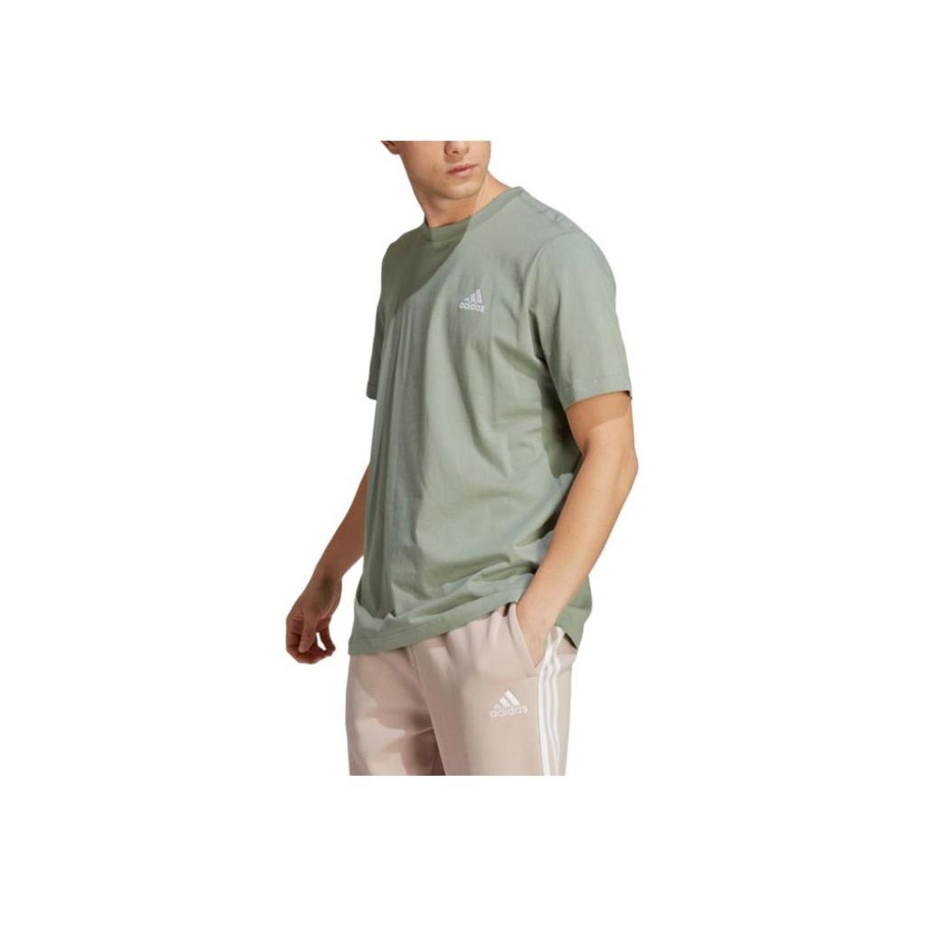 Adidas Logo Print Fitness Sports Casual Short Sleeve T-Shirt Men Tops Green IJ7016