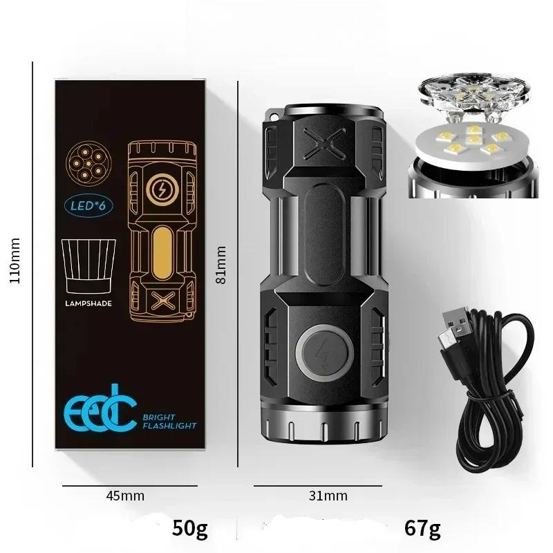 

4/6/8*P35 LED Высококачественный фонарик ABS Супер яркий фонарь Перезаряжаемый USB свет Водонепроницаемый с ЗАЖИМОМ для кепки для пеших походов и кемпинга Silver Head 6 LED