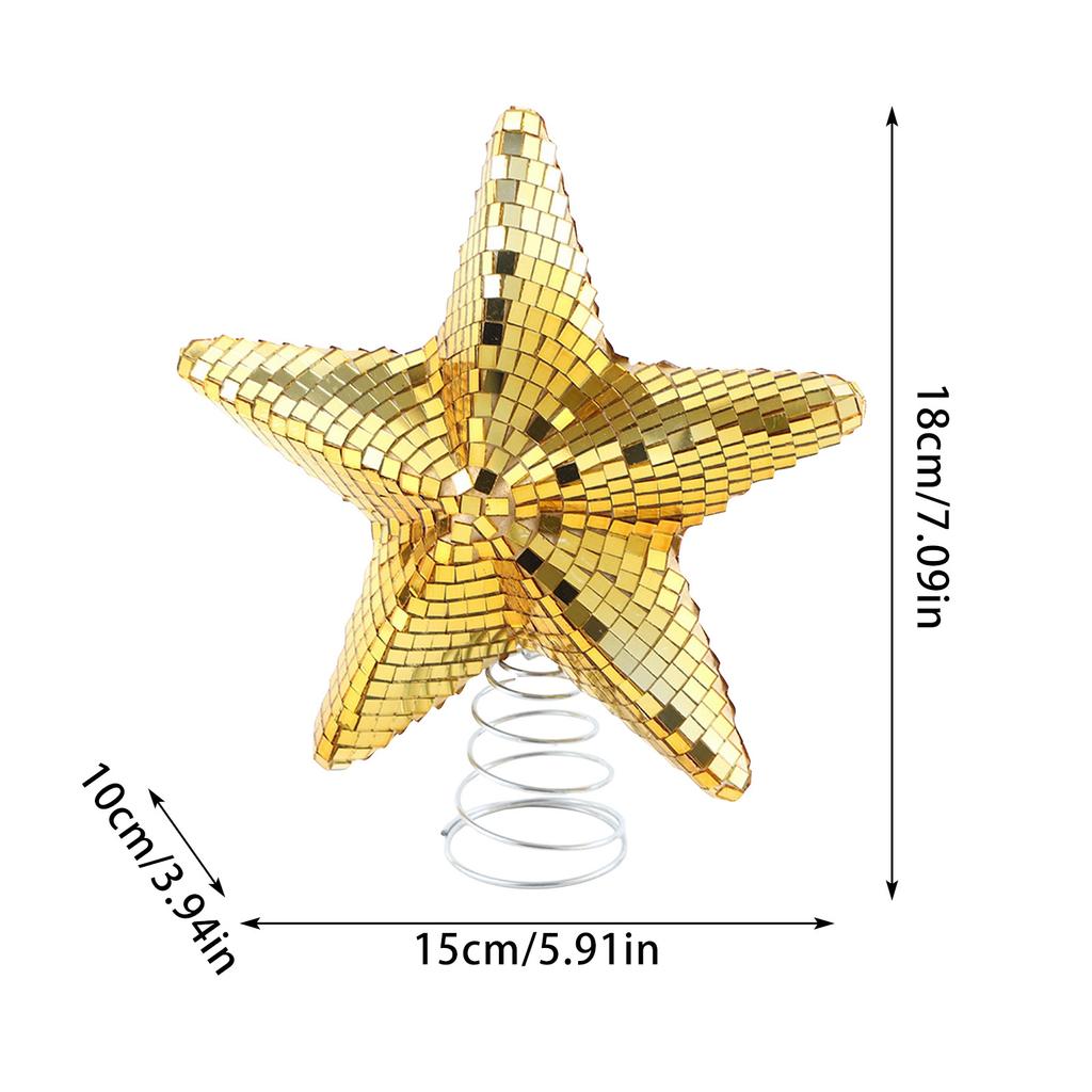 Christmas Star Decoration Christmas Tree Topper Decoration Star Mirror Top Decoration Christmas Party Desktop Ornaments
