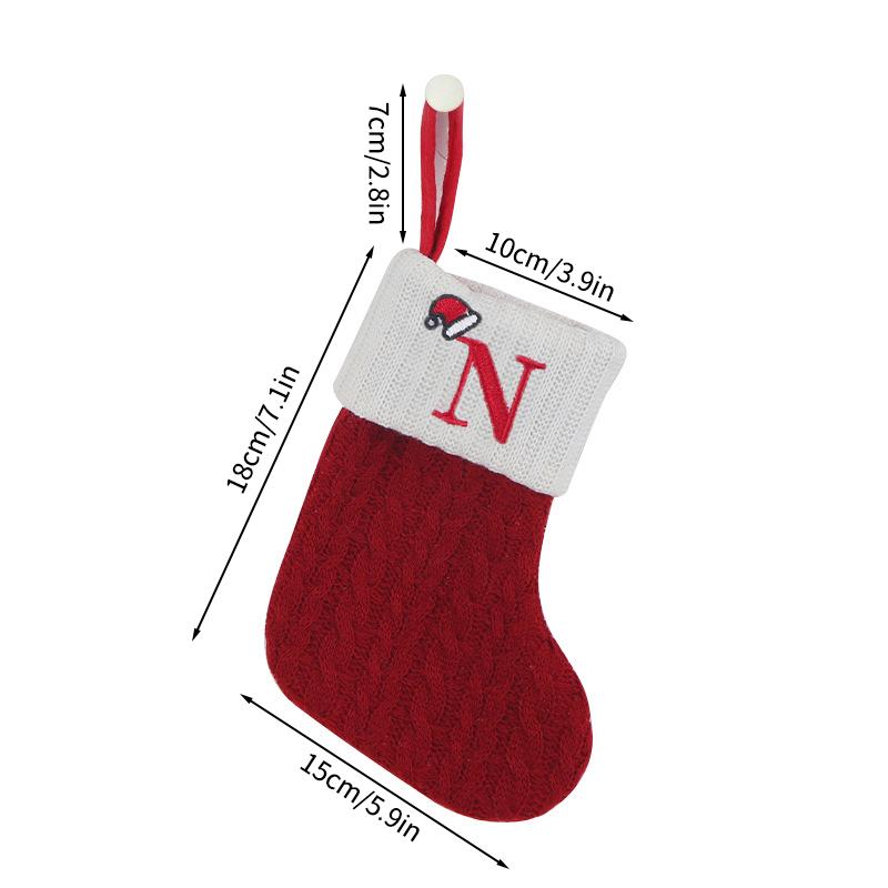 Christmas Stockings Hanging Pendant Christmas Stocks Gift Decoration Alphabet Letter Sock 2026 New Year Decorative Knitting Sock