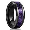 30 Colors Fashion 8MM Men Stainless Steel Celtic Dragon Rings Inlay Carbon Fiber Rings For Men Women Wedding Party Jewelry Gifts