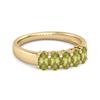 Peridot Oval Five-Stone Ring - 925 Sterling Silver Gold Vermeil