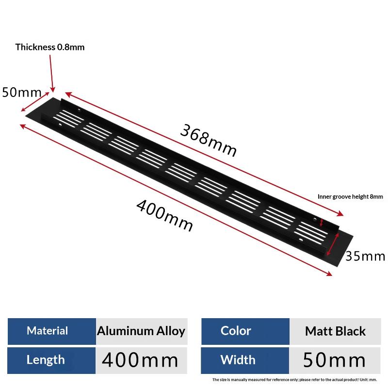 1Pcs Household Air Vent Grille Wall Ventilation Cover Wardrobe Parts 50/60/80mm*150-500mm Aluminum For Cupboard DIY Accessories
