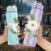 1PC Single White Peony Bloom 750ml Color Plastic Sports Water Bottle Leakproof Flip Straw Lid For Sports Office Home Use