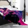 1pc Gothic Anime Angel Blanket - Heavyweight Plush Flannel All-Season Soft Bedspread with Dark Purple & Pink Winged Design, Mach