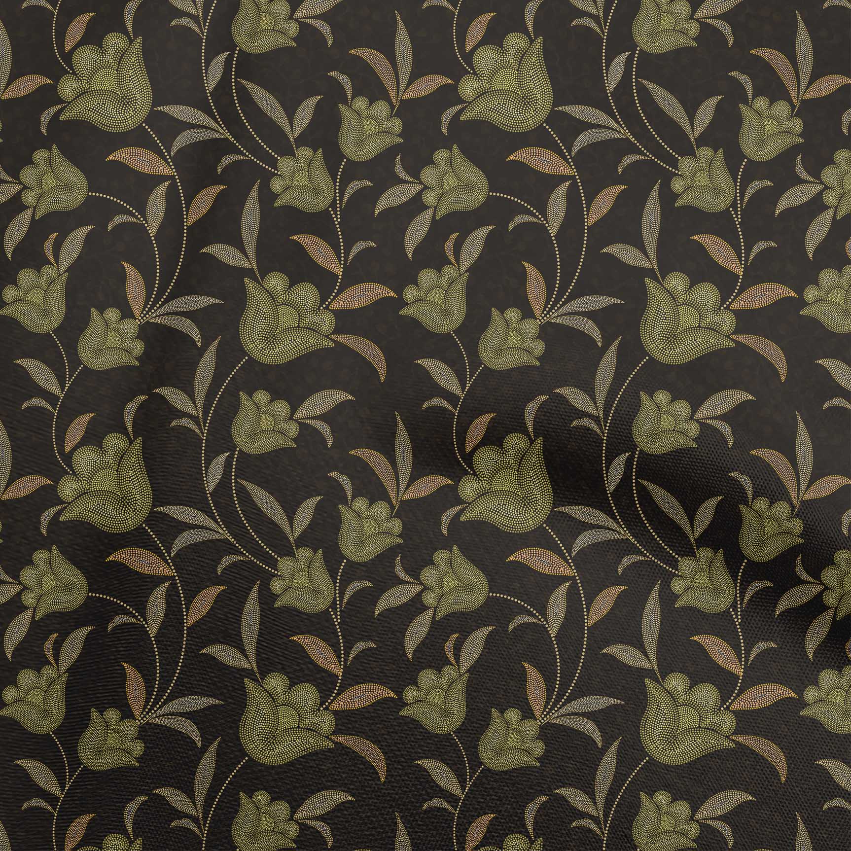 

oneOone бавовняна гнучка зелена тканина з квітковим малюнком у крапках Швейні приналежності для шиття одягу своїми руками у дворі 40 дюймів 42 Inch Wide - Viscose Chiffon оливковий колір