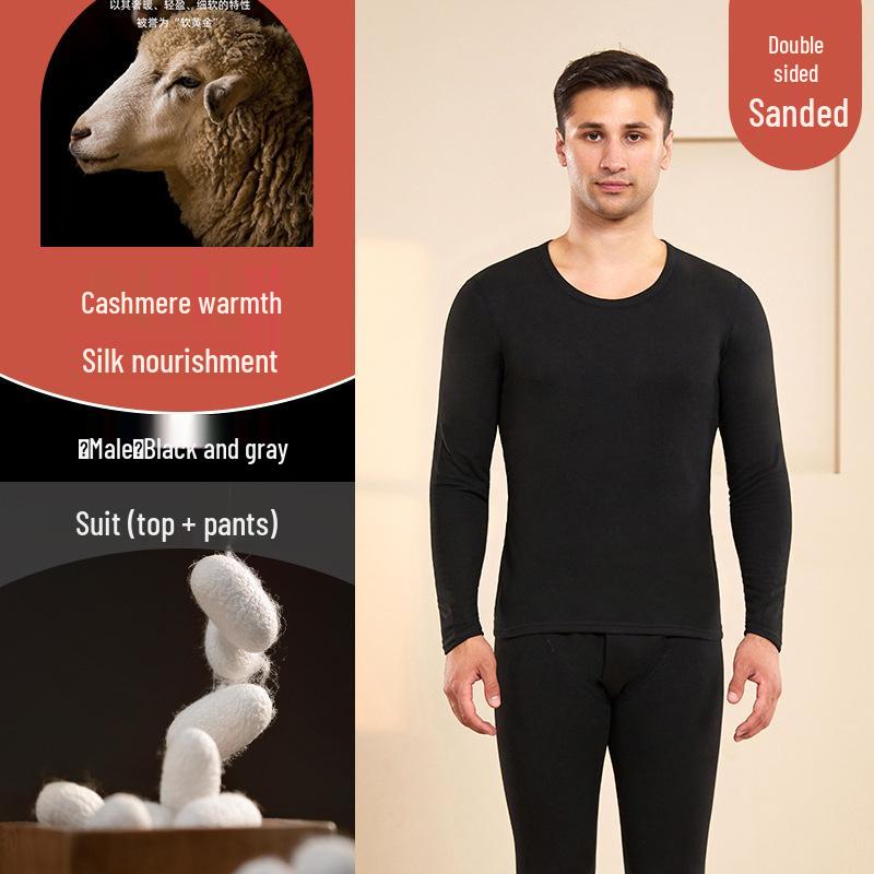 Men's and Women's Plus Velvet Thermal Underwear Set - Cashmere Silk Autumn Winter Base Layer