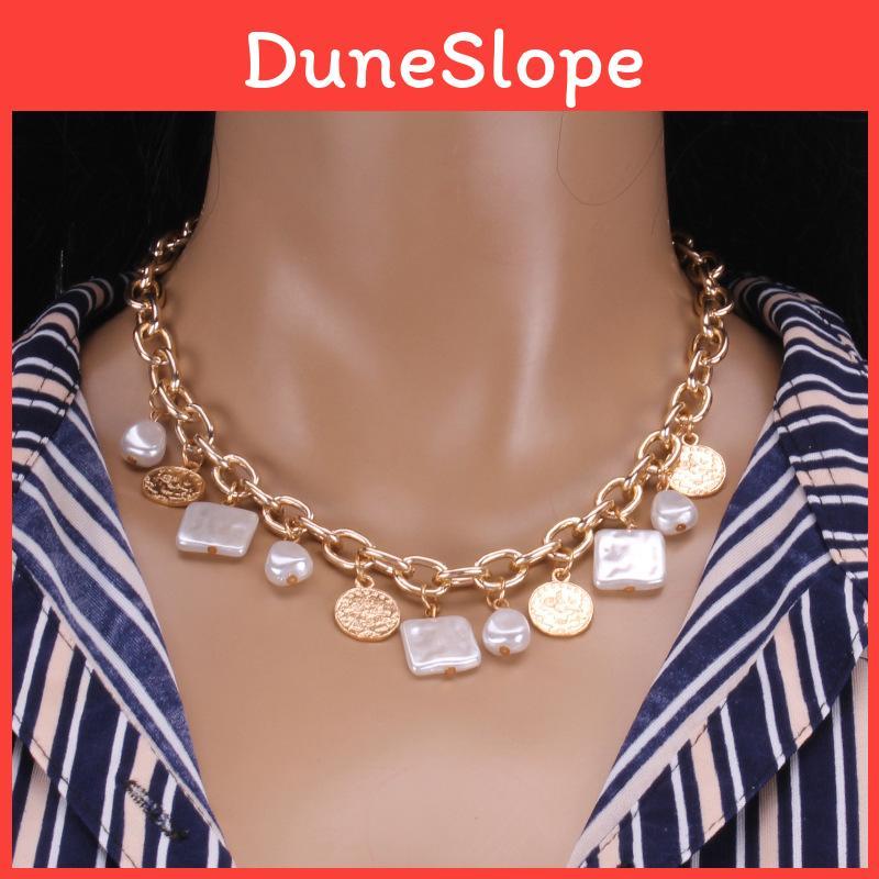 Geometric Gold Silver Alloy Multilayer Necklace For Women Spring 2021