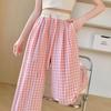 Navava Women Casual Check Banding Thin Pants Np335