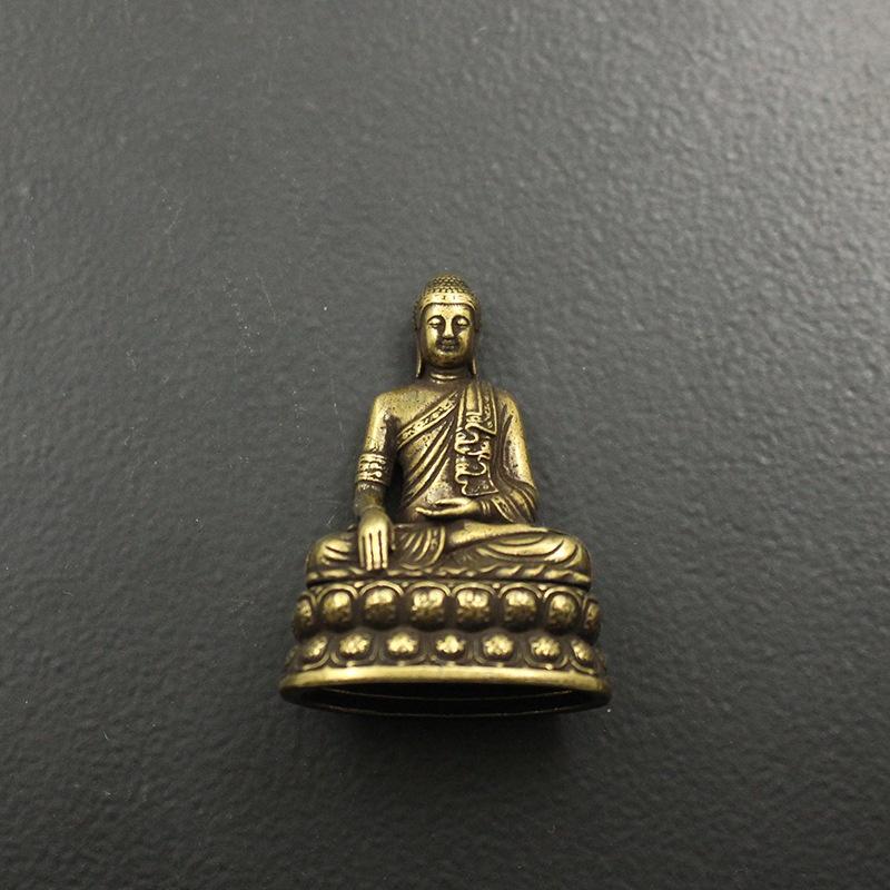 Brass Sakyamuni Buddha Figurines Miniatures Desktop Ornament Antique Copper Dharma Master Statue Decorations
