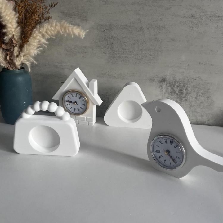 Ornament Mould Flexible Silicone Mold for Office Decoration Miniature Clock Shaped Desktop Embellishment Making Molds