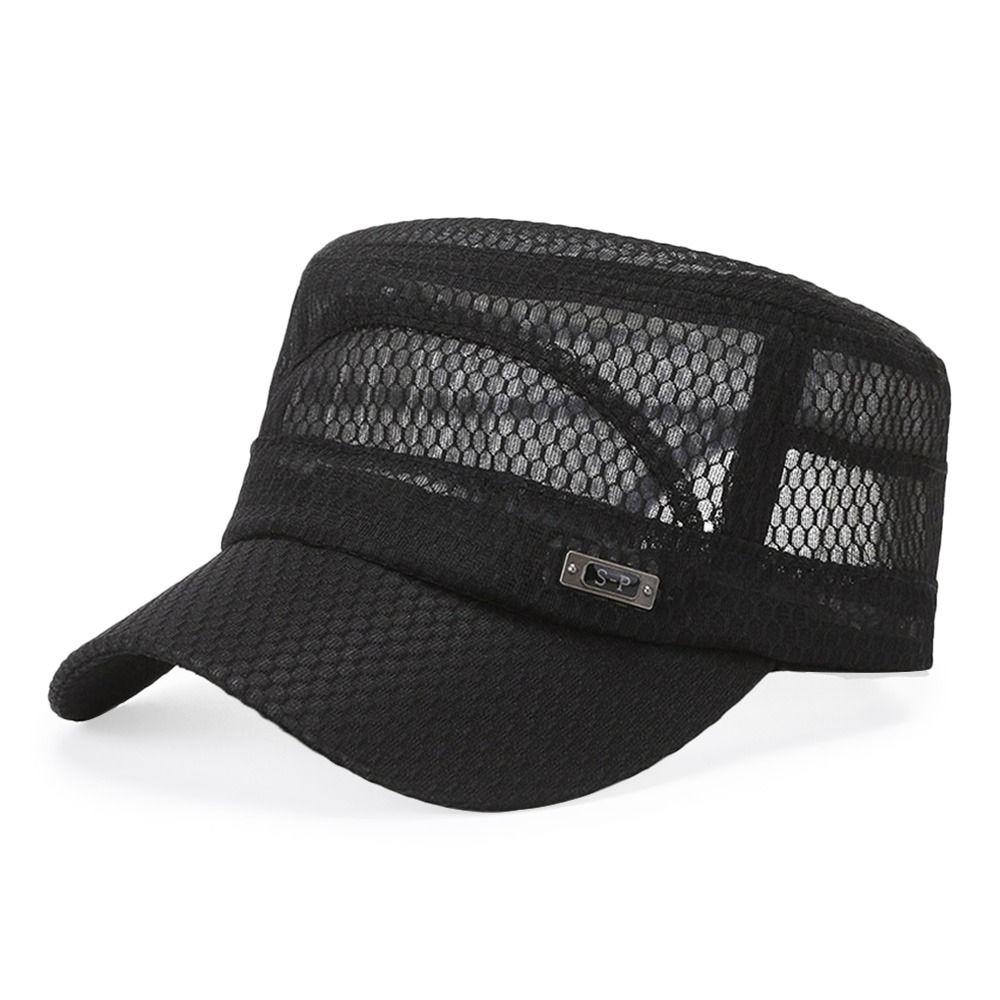 Spring Summer Anti-UV Baseball Cap Breathable Adjustable Cadet Hat Casual Outdoor Flat Top Cap Men