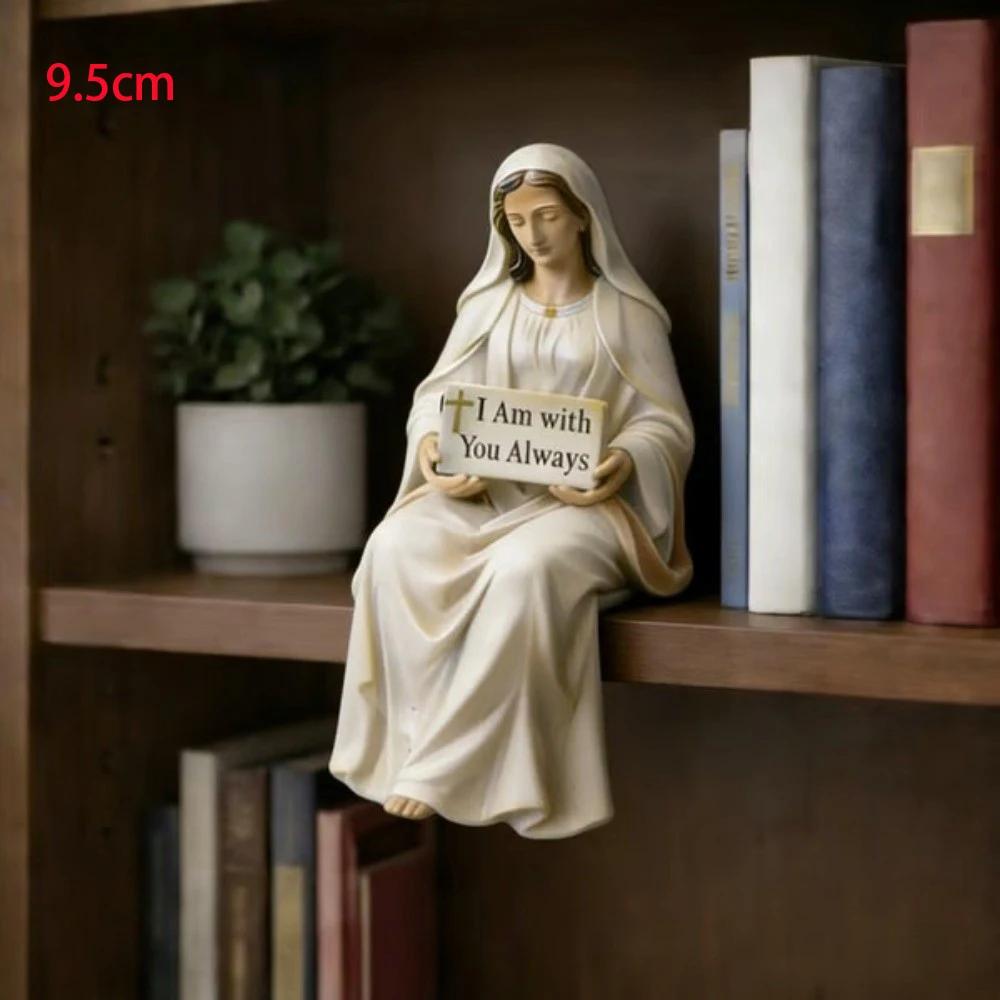 Sitting Design Jesus Resin Figurine Resin Material Desk Companion Virgin Mary Statue I Am With You Always Sign Religious Statue
