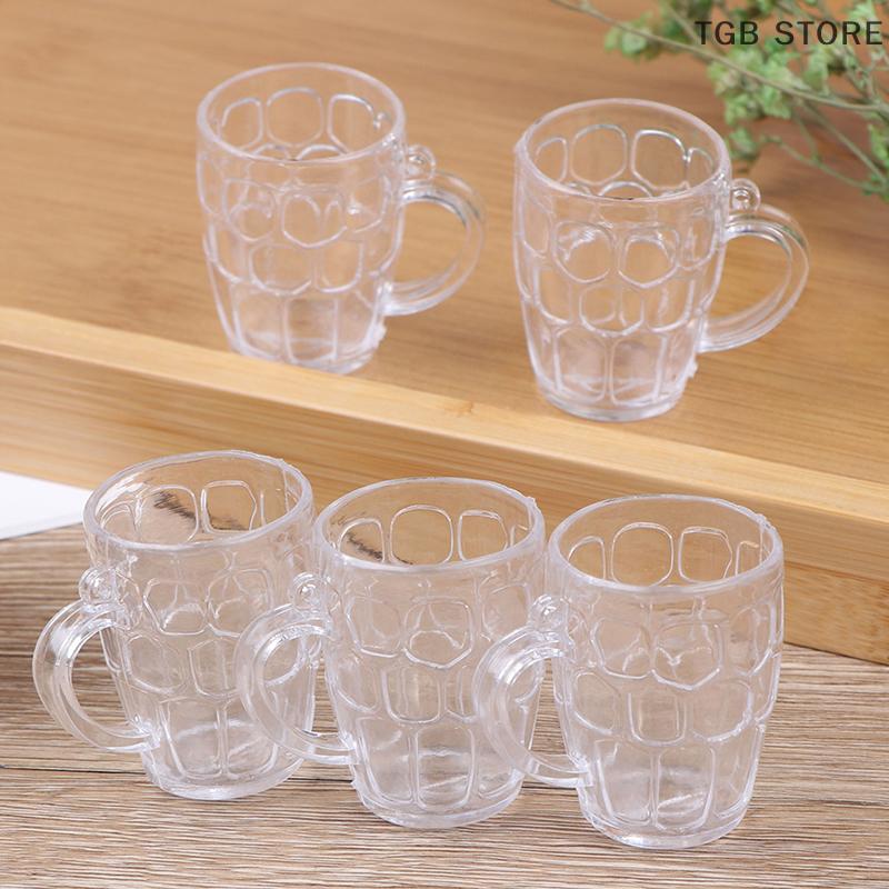 5Pcs Plastic Transparent Wine Beer Cups 1:12 Dollhouse Miniature Accessories