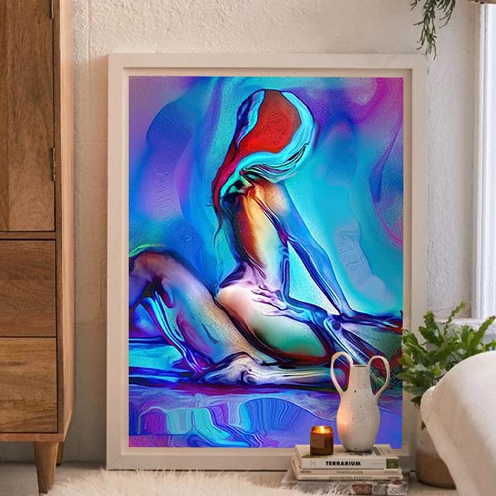 Sexy Mann Kvinne Akvarellplakat Lerretsmaleritrykk Abstrakt kunstdekorasjon Veggmaleri For moderne hjemmerom Veggdekor uten ramme