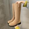 2025 New Knight Boots Matte Suede British Style Round Head Low Heel Niche Thin Boots But Knee Fashion Boots