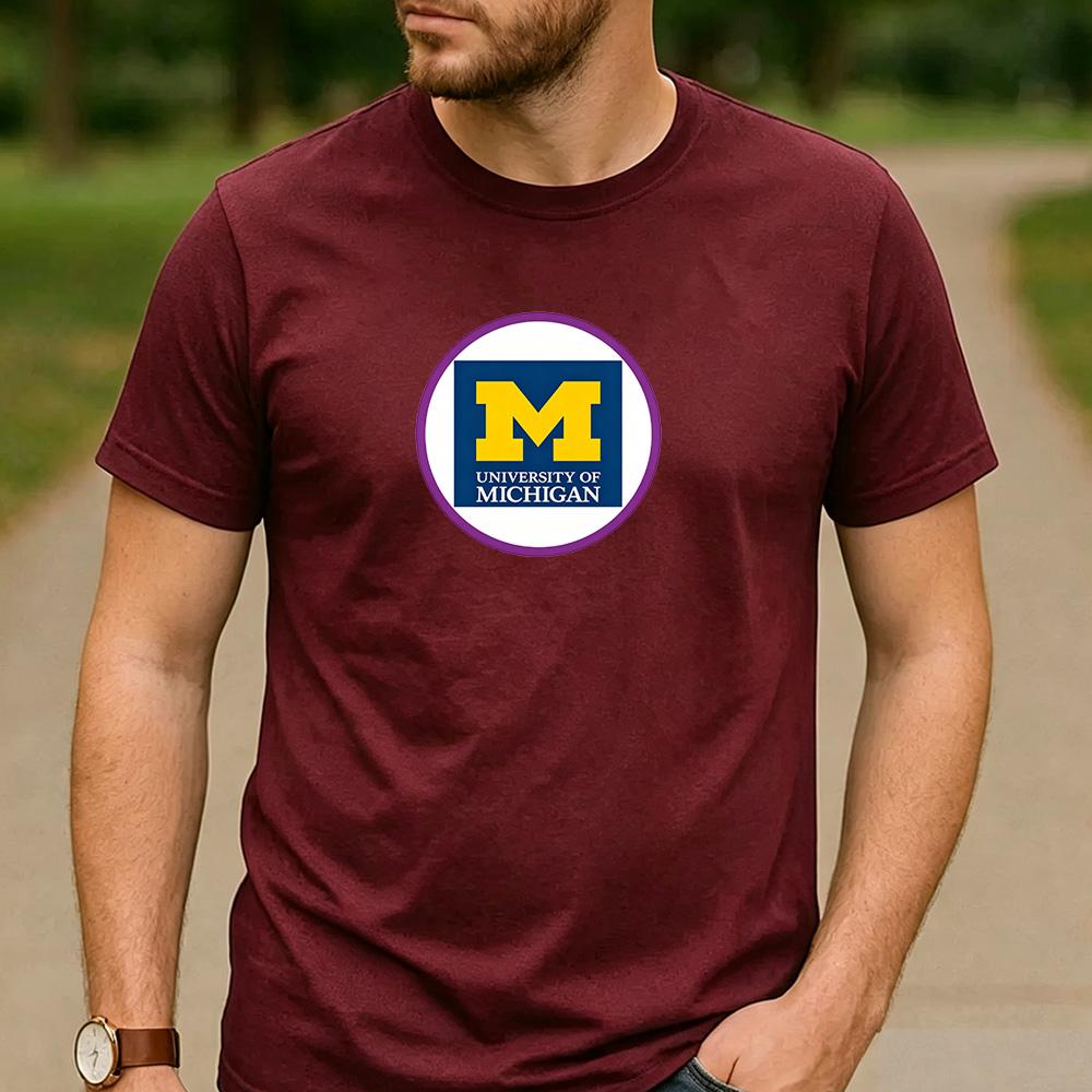 Vintage Retro University of Michigan Logo Cotton Graphic T Shirt Unisex Short Sleeve Alumni Graduate Holiday Birthday Gift Top
