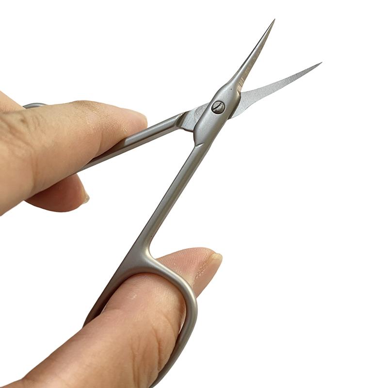 Stainless Steel Curved Tip Thin Blade Cuticle Scissors Nail Clippers Trimmer