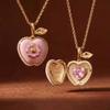 Gold-Plated Apple-Shaped Necklace with Zirconia Inlay, Copper Material, Color Retention.