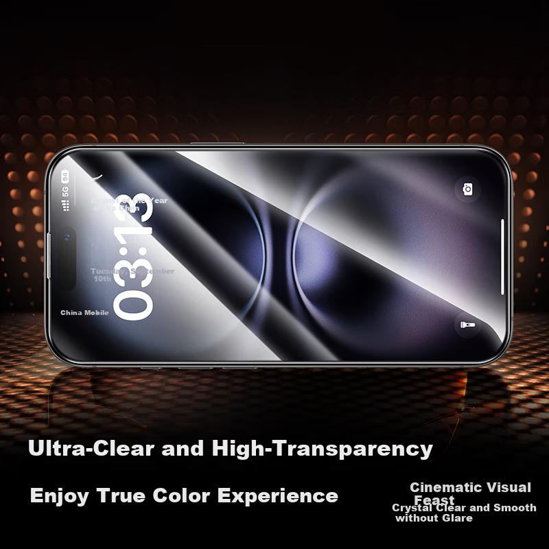Tempered Glass Screen Protector for IPhone 16 Plus/15 Plus, Full Coverage HD Anti-Shatter Anti-Drop Anti-Fingerprint Earpiece Dust-Proof 2-Pack