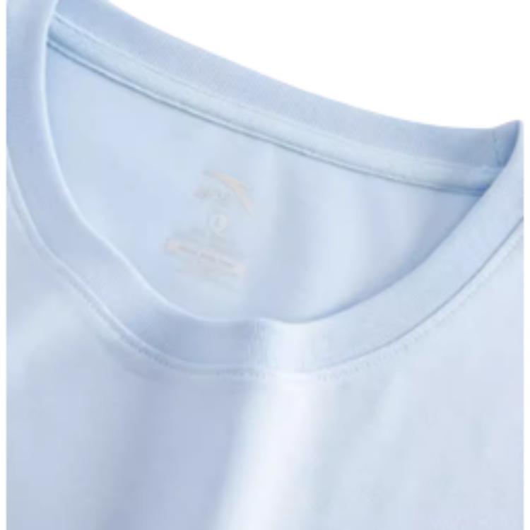 Anta Sports Lifestyle Series Solid Color Round Neck Comfortable Breathable Versatile Short Sleeve T-Shirt Women T-Shirts Sky-Blue 962528112-4