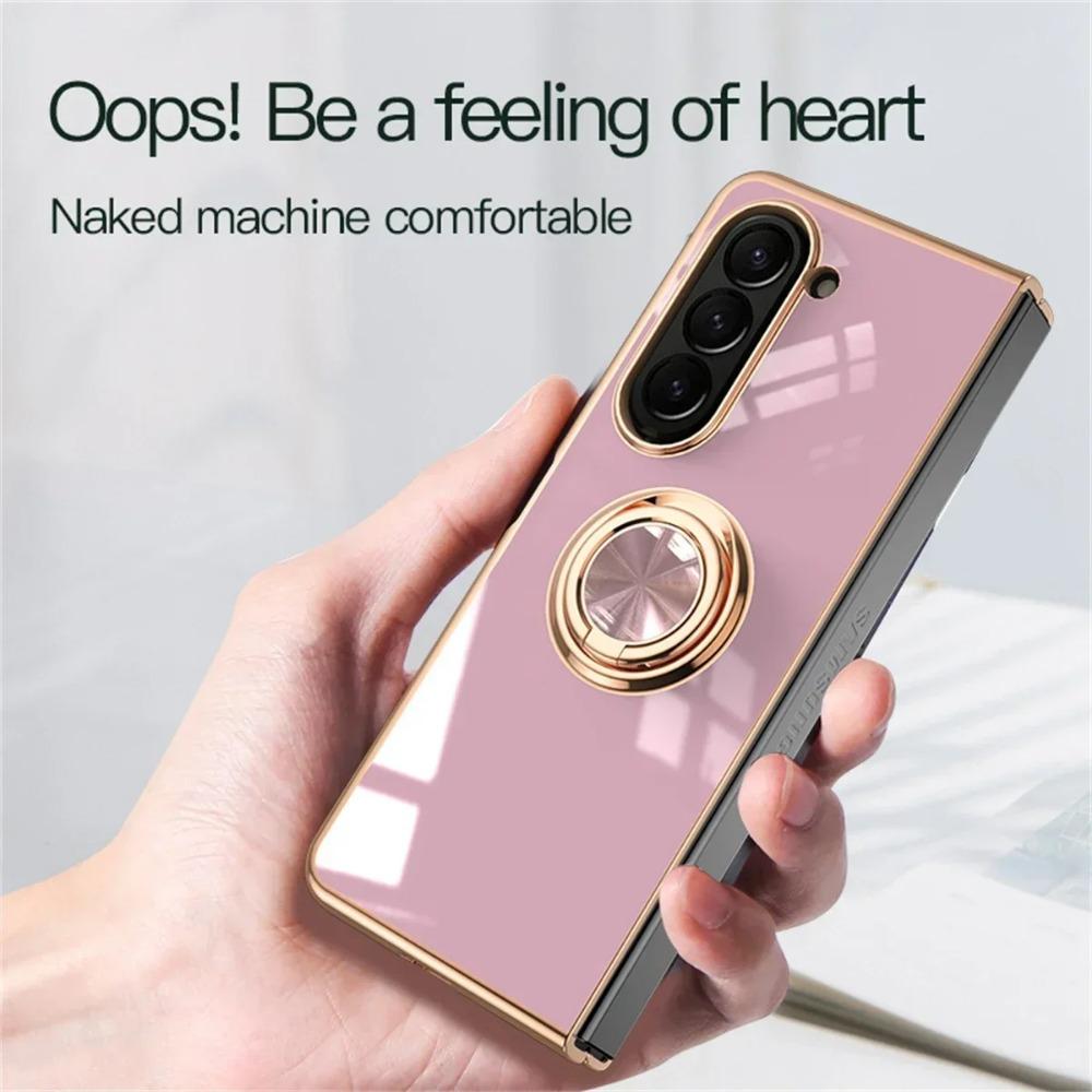 Luxuriöse, stoßfeste Hülle, Hartschale für Samsung Galaxy Z Fold 6 5 4 Fold6 Fold5 Fold4 5G, galvanische Magnetringhalterung, Telefonhülle