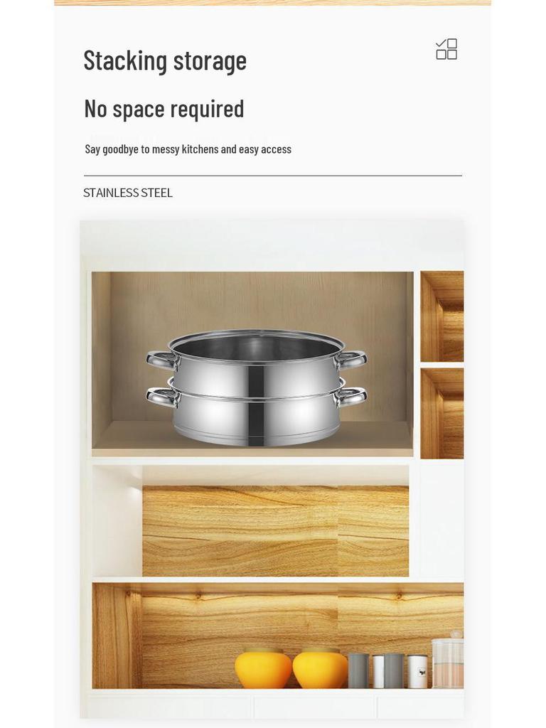 Stainless Steel Multi-Layer Steamer Stockpot for Induction & Gas Stoves