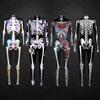 Halloween Womens Skeleton Print Bodysuit Costume Party Outfit Black White Red Grey Milk Silk S M L XL