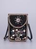 Butterfly & Flower Pattern Retro Ethnic Style 2026 New Handmade Beaded PU Crossbody Mini Phone Bag Women's Shoulder Purse