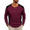 Men's Double Color High Collar Button Long Sleeve Shirt Casual Autumn/Winter Top