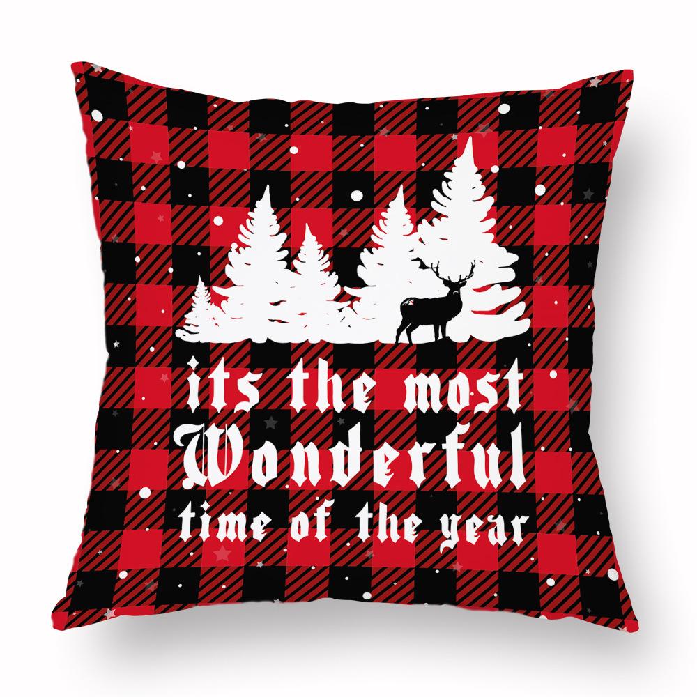 Christmas Hug Furniture Pillowcase Red Plaid Sofa Waist Support Pillow Home Home Decor Linen