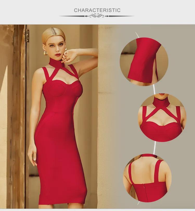 Sexy ärmelloses Stehkragen Wickel-Midikleid