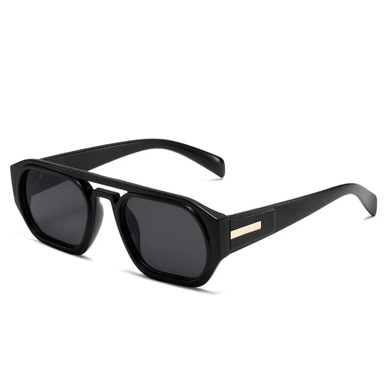 Retro Double Bridges Polygon Square Women Sunglasses Fashion Green Shades UV400 Men Clear Gradient Sun Glasses