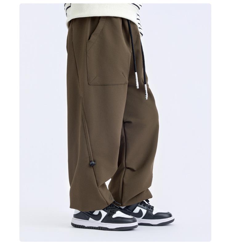 Kids' Windproof Woven Cuffed Casual Pants - 2025 Autumn Korean Style