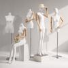 Luxury Full-Body Female Mannequin Display Stand: Fabric-Wrapped, Solid Wood