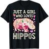 Hippopotamus Just A Girl Who Loves Hippos Flower Cute Floral T-Shirt