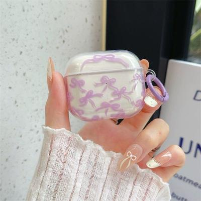 Pink Bow Designed Case For AirPods 4 3 1 2 Gen TPU Earphone Protecitve Case For AirPods Pro 2/Pro Cover with Keychain Accessory