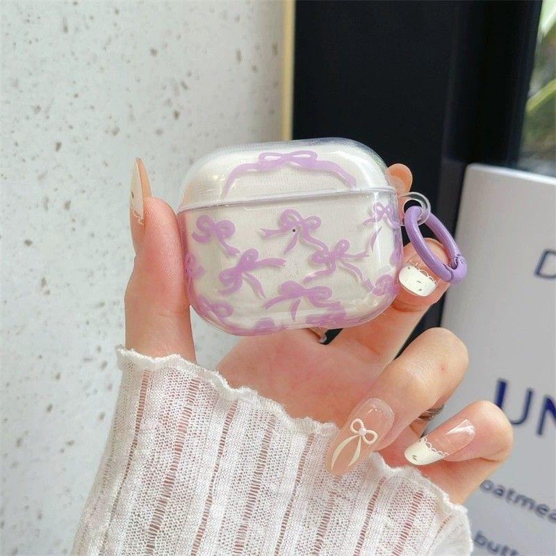 Pink Bow Designed Case For AirPods 4 3 1 2 Gen TPU Earphone Protecitve Case For AirPods Pro 2/Pro Cover with Keychain Accessory