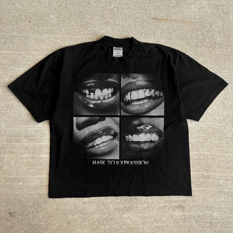 

Топ Y2k Мужская одежда Готика Харадзюку Свободная рубашка Уличная мода принт короткий рукав тренд Хип-хоп ретро оверсайз футболка 4XL