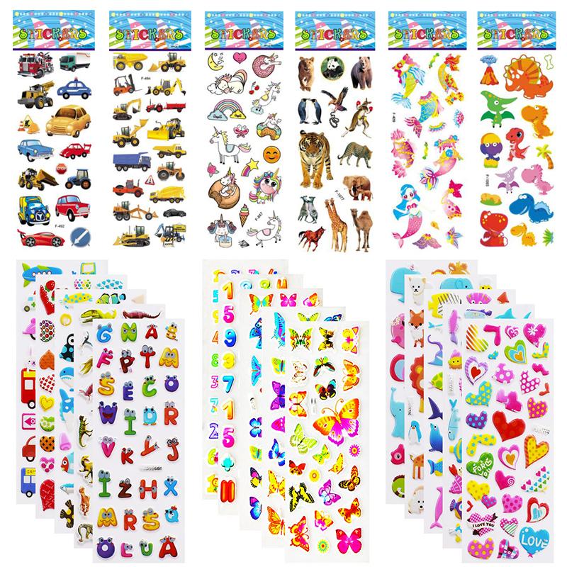 Children Bubble Stickers Cartoon Stickers Animals Fruits Fluffy Stationery Stickers Boys Girls Birthday Holiday Gifts TMZ