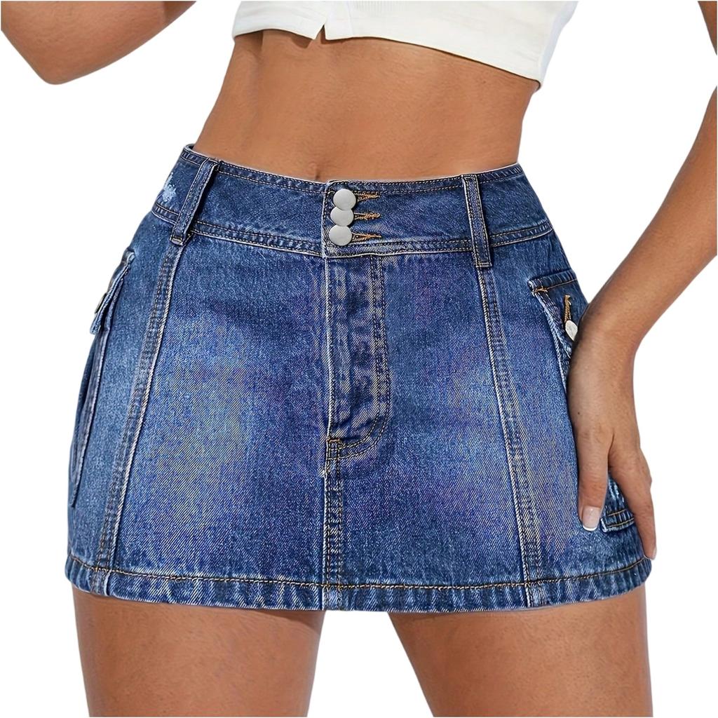 Gonna da Donna Colorata Elasticizzata Vestibilità Slim Casual Moda Gonna di Jeans