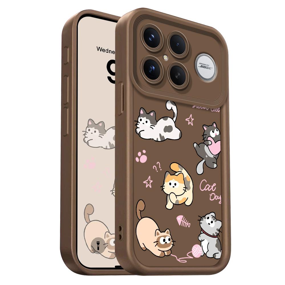 

Playing Cute Cat Phone Case For Xiaomi Poco F8 F7 M7 X7 X6 M6 X5 F5 M5S X4 F4 X3 F3 Pro Ultra 4G 5G Staircase Soft Cover Poco F7 Pro коричневий